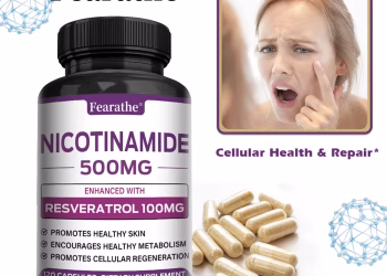 Niacinamide Supplement 500mg – Contains Resveratrol 100mg – Whitening, Promotes Healthy Skin and Metabolism, Antioxidant Supplements